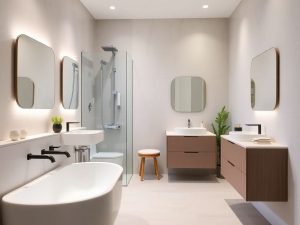 Baie modernă cu design elegant și soluții eficiente.