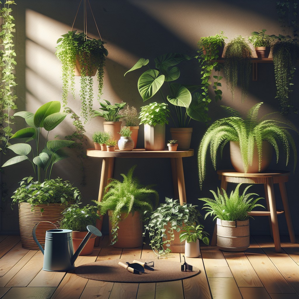 Grădină interioară simplă cu plante verzi pentru aer proaspăt zilnic